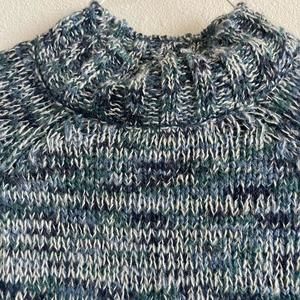 Blue Multi Color Knitted Y2k‎ High Neck Sweater